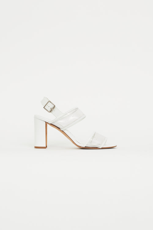 Manolo Blahnik White 
Clear PVC Wide Strap Sandal