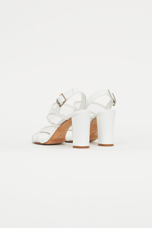 Manolo Blahnik White 
Clear PVC Wide Strap Sandal