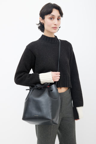 Mansur Gavriel Black Faux Leather Bucket Shoulder Bag