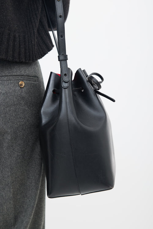 Mansur Gavriel Black Faux Leather Bucket Shoulder Bag