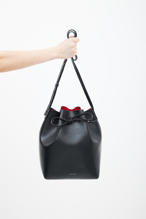 Mansur Gavriel Black Faux Leather Bucket Shoulder Bag