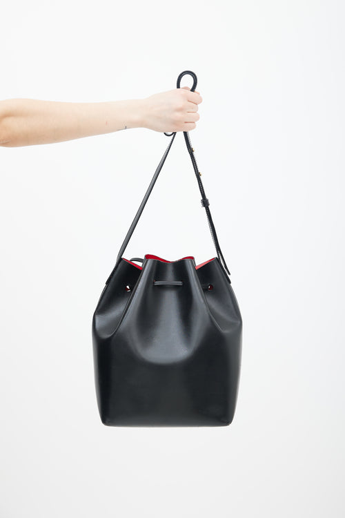 Mansur Gavriel Black Faux Leather Bucket Shoulder Bag