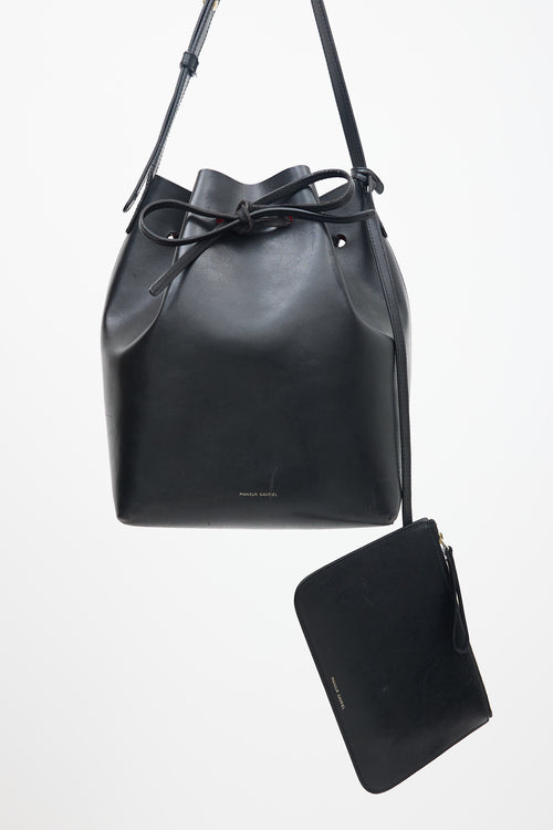 Mansur Gavriel Black Faux Leather Bucket Shoulder Bag