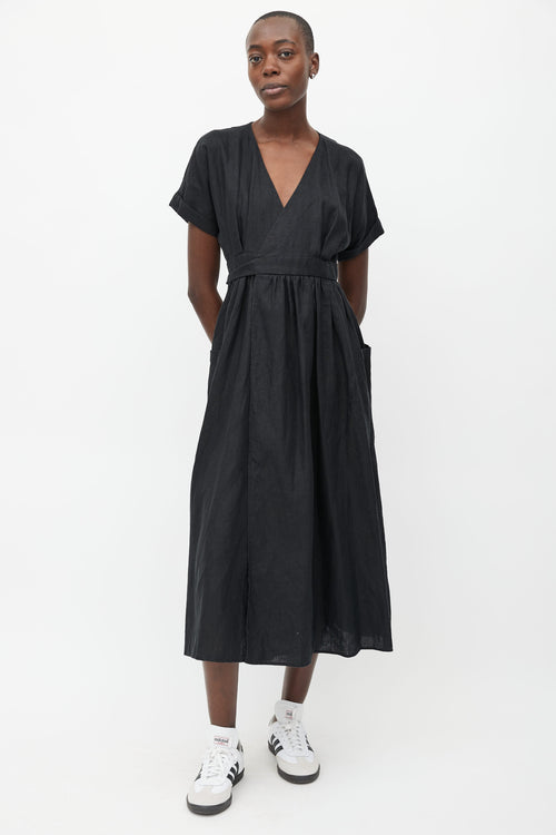 Mara Hoffman Black Wrap Midi Dress