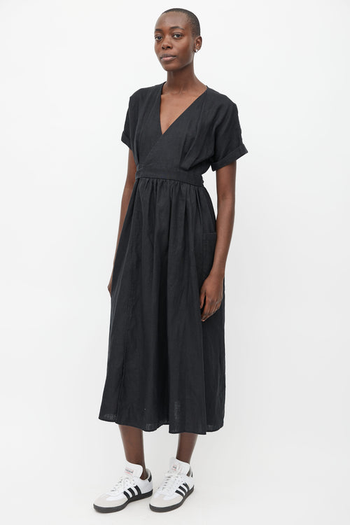 Mara Hoffman Black Wrap Midi Dress