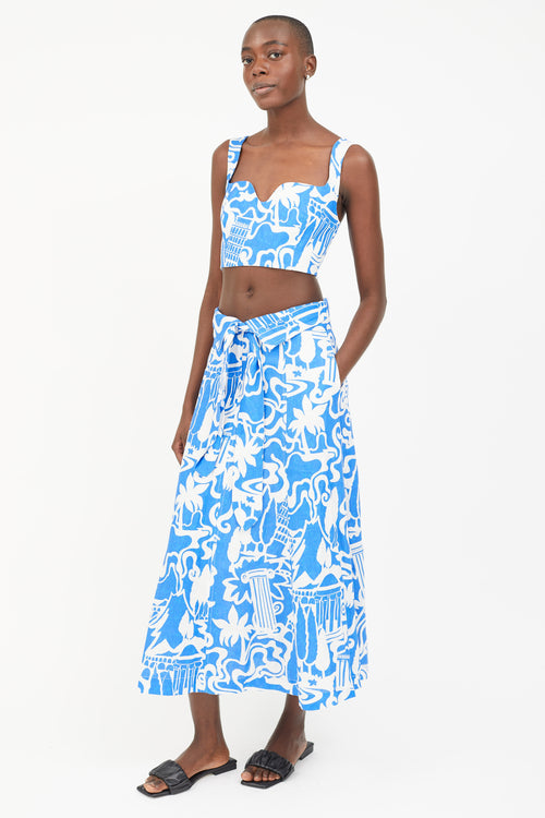 Mara Hoffman Blue 
White Print Co-Ord Set