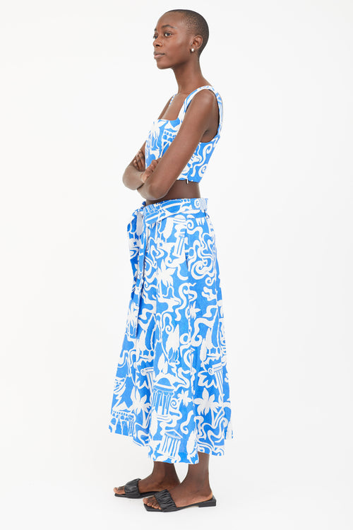 Mara Hoffman Blue 
White Print Co-Ord Set