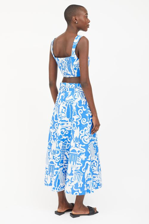 Mara Hoffman Blue 
White Print Co-Ord Set