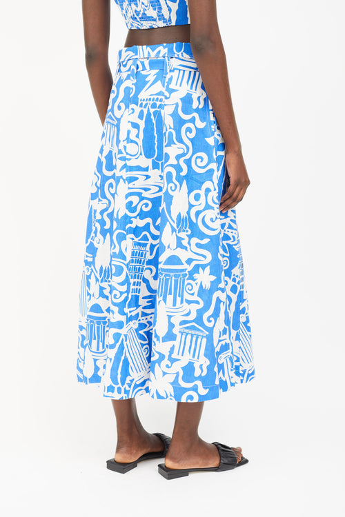 Mara Hoffman Blue 
White Print Co-Ord Set