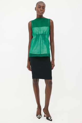 Marc Jacobs Green 
White Sheer Layer Top