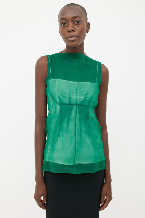 Marc Jacobs Green 
White Sheer Layer Top