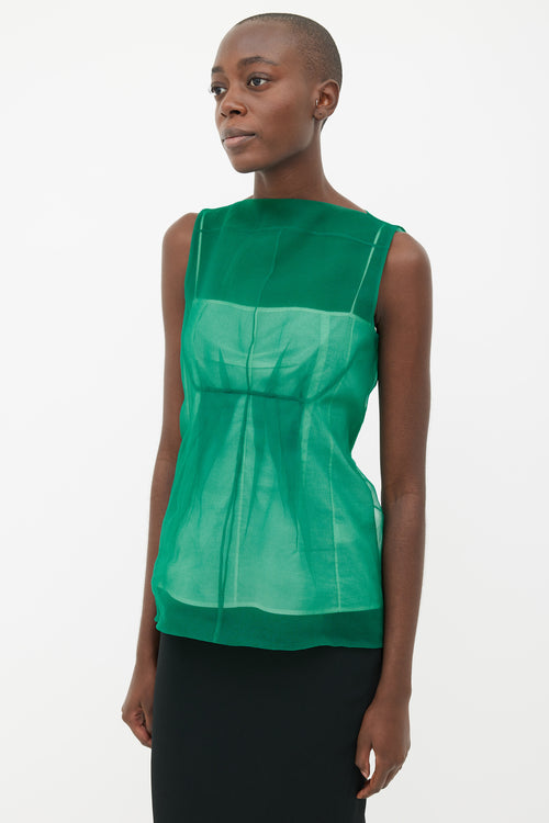 Marc Jacobs Green 
White Sheer Layer Top