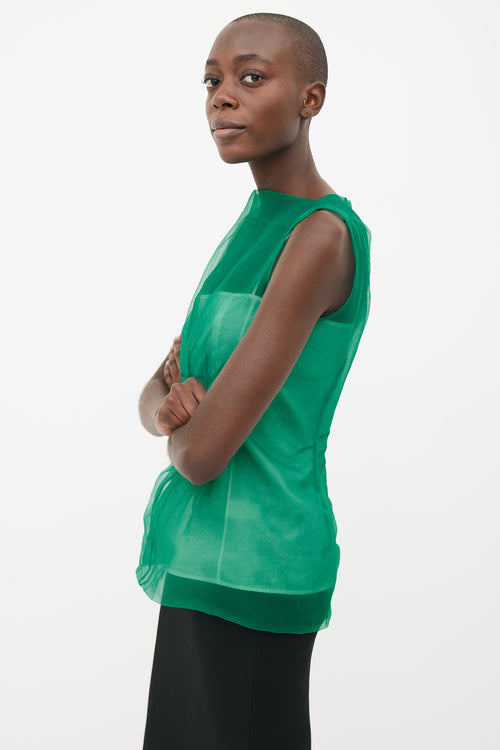 Marc Jacobs Green 
White Sheer Layer Top