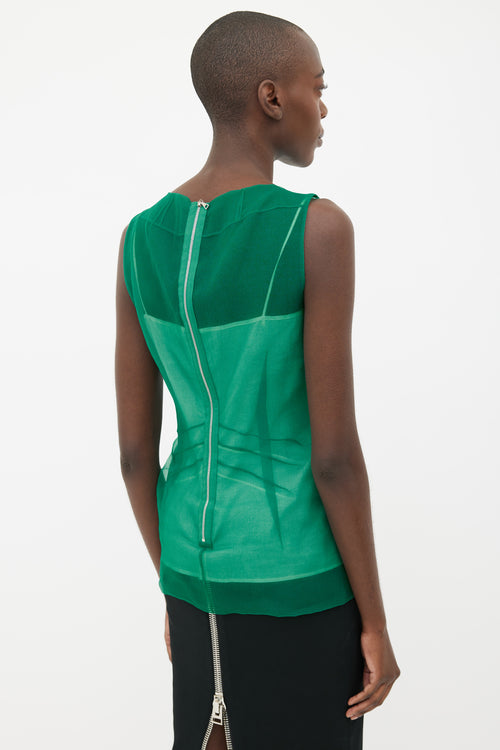 Marc Jacobs Green 
White Sheer Layer Top