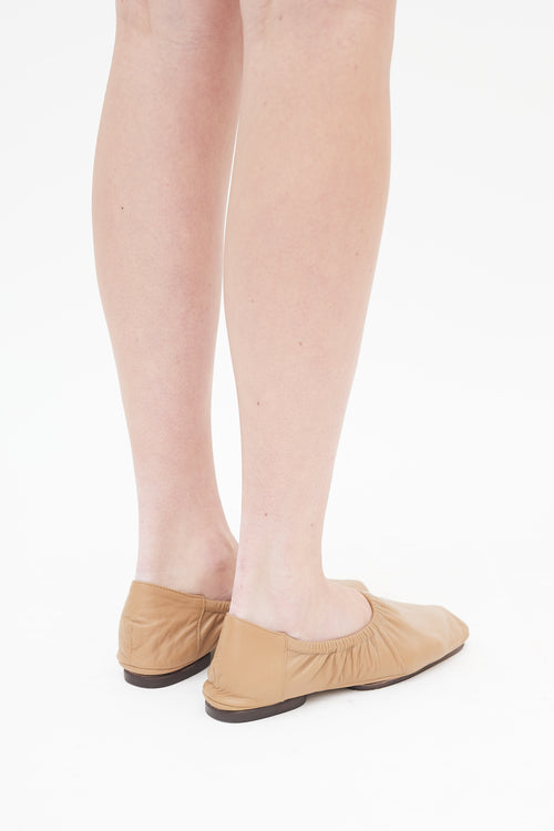 Mari Giudicelli Brown Leather Travel Ballerina Flat