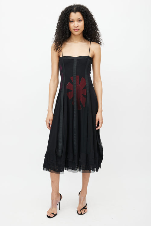 Marie Saint Pierre Black 
Multi Floral Mesh Dress