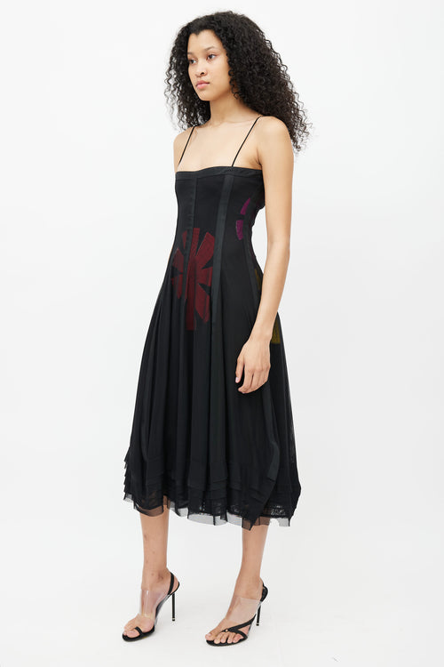 Marie Saint Pierre Black 
Multi Floral Mesh Dress