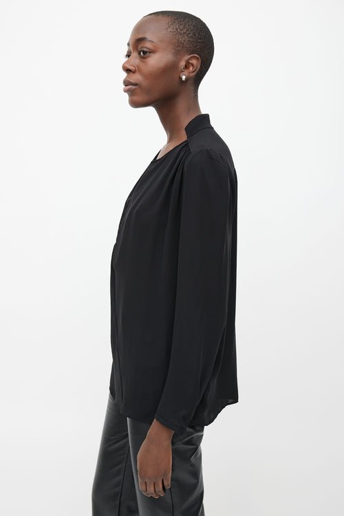 Marlene Birger Black V-Neck Long Sleeve Blouse