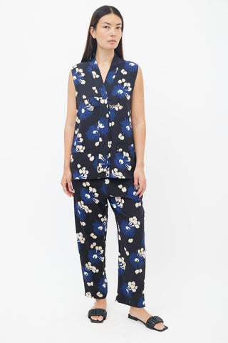 Marni Black Multicolour Silk Floral Co-Ord Set