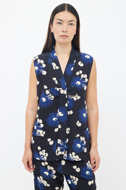 Marni Black Multicolour Silk Floral Co-Ord Set