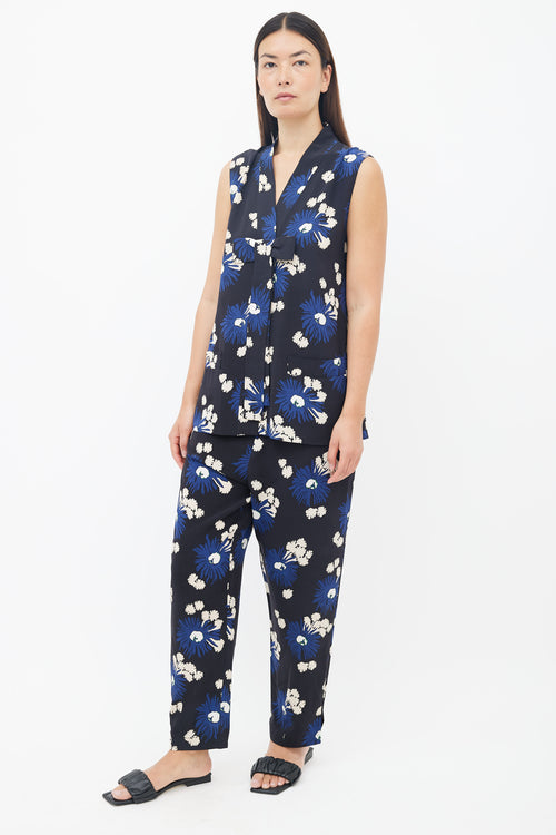 Marni Black Multicolour Silk Floral Co-Ord Set