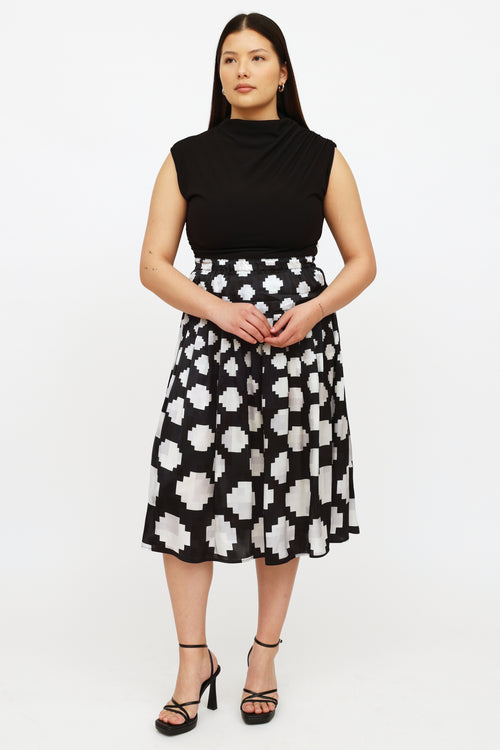 Marni Black 
White Pleated Skirt