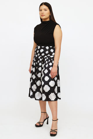 Marni Black 
White Pleated Skirt