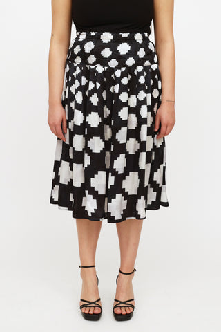 Marni Black 
White Pleated Skirt