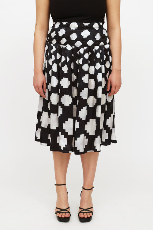 Marni Black 
White Pleated Skirt