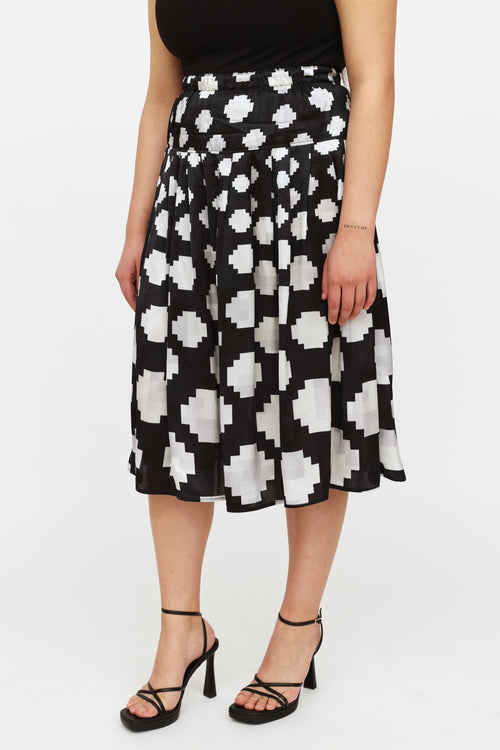 Marni Black 
White Pleated Skirt