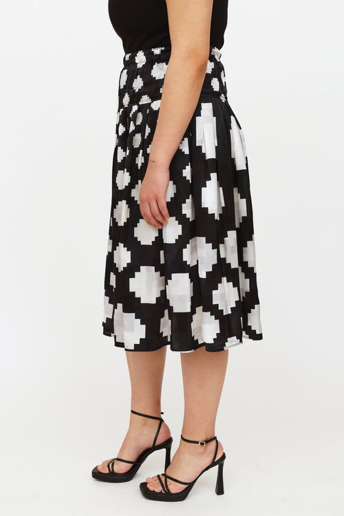 Marni Black 
White Pleated Skirt