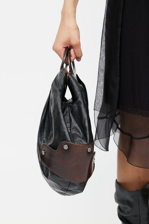 Marni Black 
Brown Leather Balloon Shoulder Bag