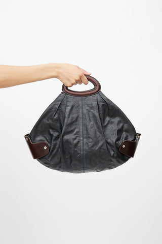 Marni Black 
Brown Leather Balloon Shoulder Bag