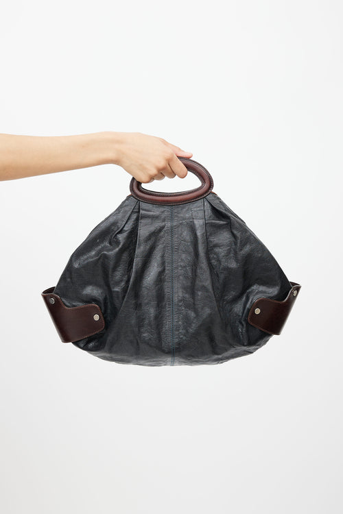 Marni Black 
Brown Leather Balloon Shoulder Bag