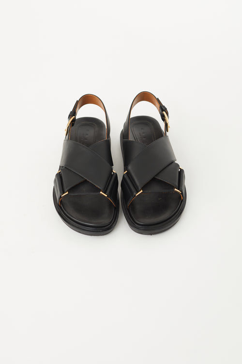 Marni Black Fussbett Buckle Sandal