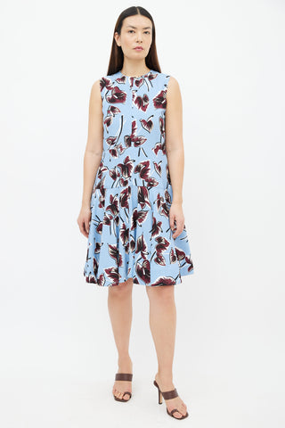 Marni Blue 
Burgundy Amlapura Print Midi Dress