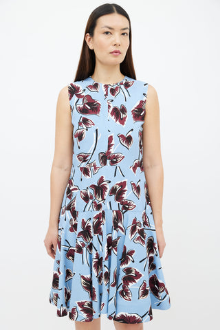 Marni Blue 
Burgundy Amlapura Print Midi Dress