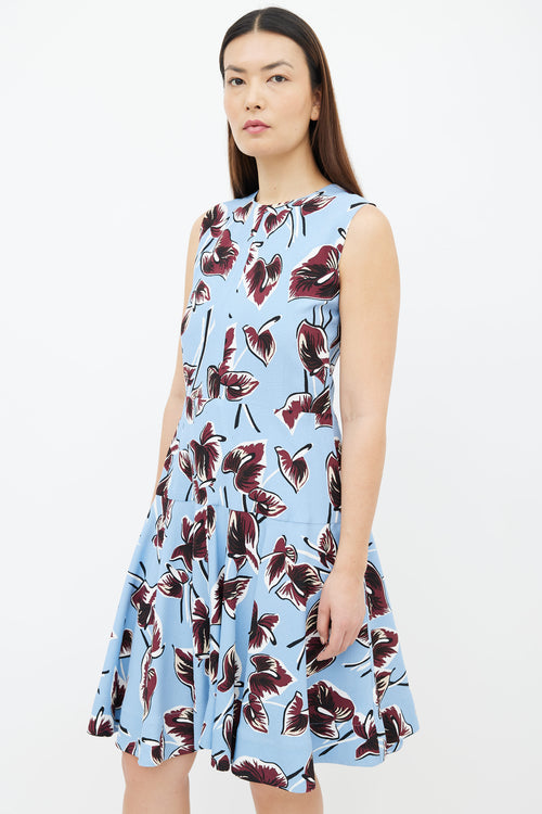 Marni Blue 
Burgundy Amlapura Print Midi Dress