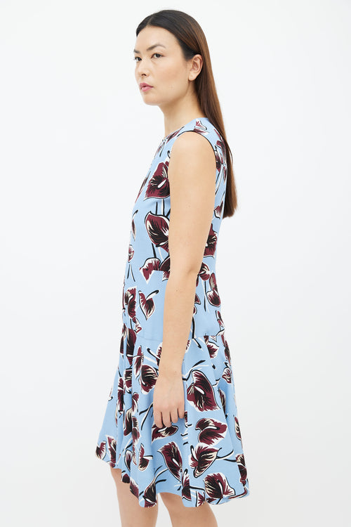 Marni Blue 
Burgundy Amlapura Print Midi Dress