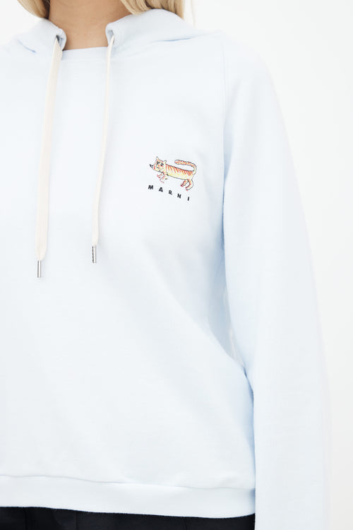 Marni Capsule 2022 Blue Graphic Print Hoodie