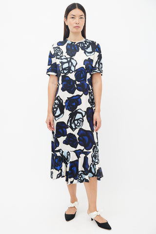 Marni Navy 
Cream Roma Print Midi Dress