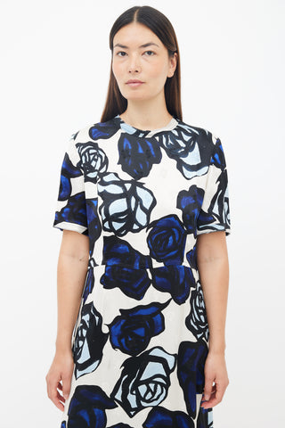 Marni Navy 
Cream Roma Print Midi Dress