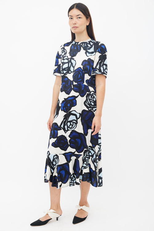 Marni Navy 
Cream Roma Print Midi Dress