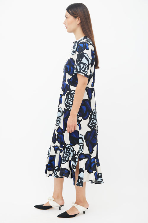 Marni Navy 
Cream Roma Print Midi Dress