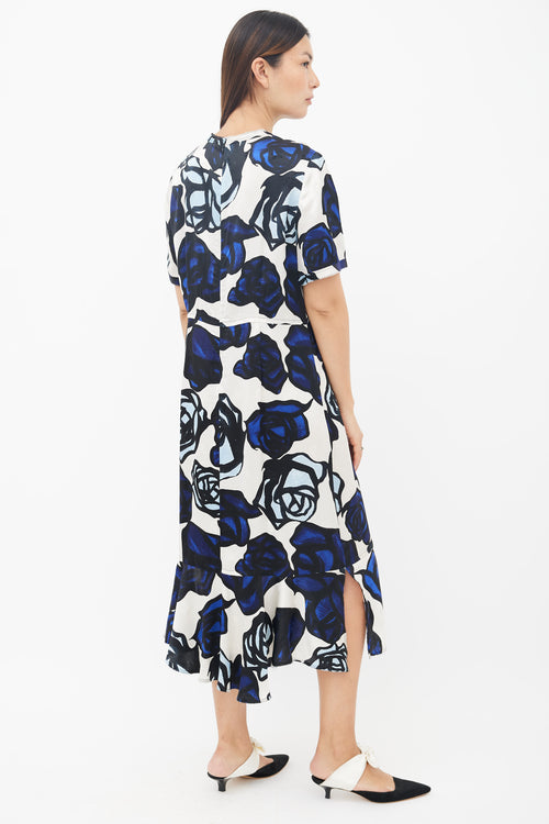 Marni Navy 
Cream Roma Print Midi Dress