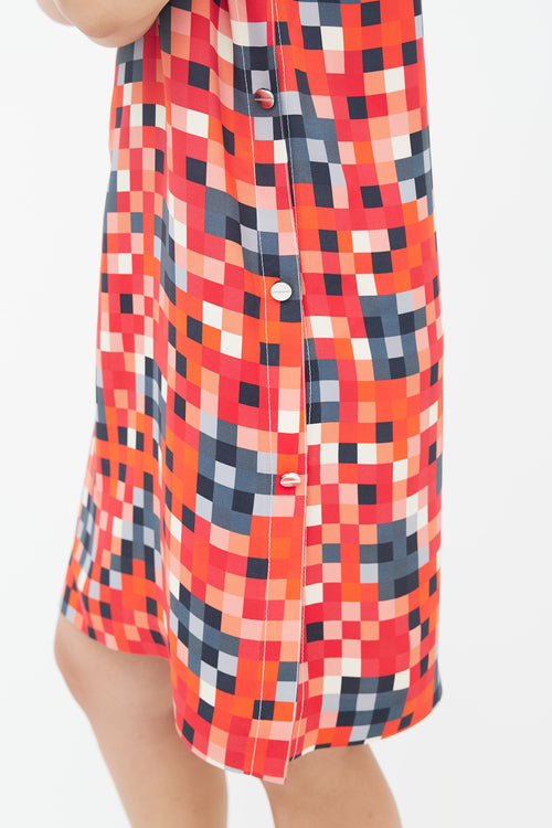 Marni Red Multicolour Geometric Shift Dress