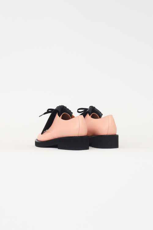 Marni Pink 
Black Leather Fringe Oxfords