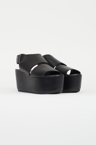 Marsèll Black Leather Platform Sandal