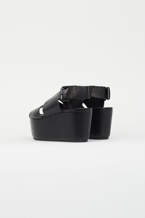 Marsèll Black Leather Platform Sandal