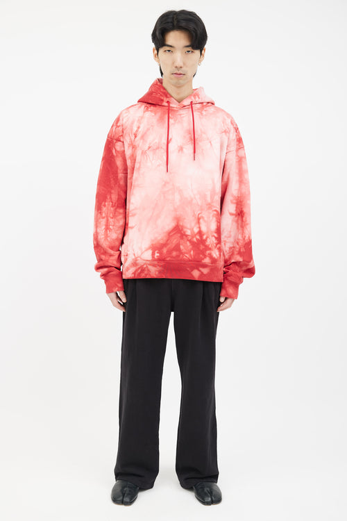 Martine Rose Red Cotton Tie Dye Hoodie